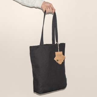 Bolsa tote negra publicitaria comercio justo 280 gr